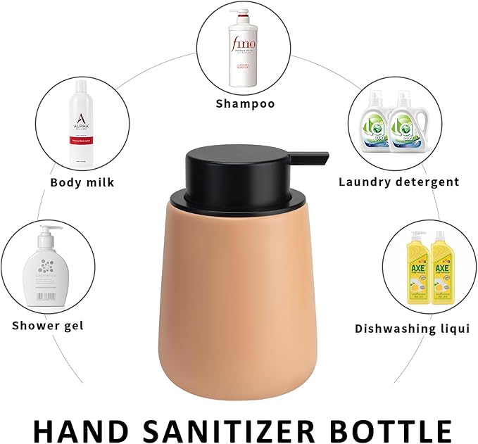 Soap Dispenser Ceramic with Easy-to-Press Pump Hand Lotion Liquid Dispenser for Shampoo Bathroom Kitchen 12 oz