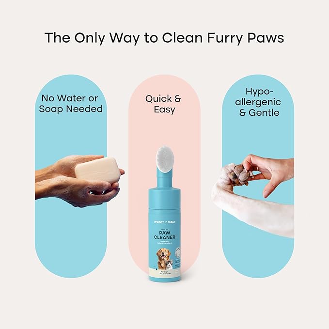 Uproot Clean Dog Paw Cleaner - No-Rinse Paw Cleaner for Dogs - Easy Dog Foot Washer with Bristle Brush - Fragrance-Free Foot Scrubber for Home and On-the-Go - Hypoallergenic & Safe All Dogs