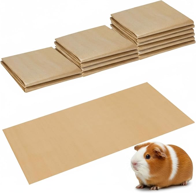 12 Pcs 49.2" x 25.6" Disposable Guinea Pig Cage Liners 4 x 2 ft Cage Disposable Bottom Waterproof Kraft Paper Liner Bag for Guinea Pigs Bedding Small Animal Pet Supplies