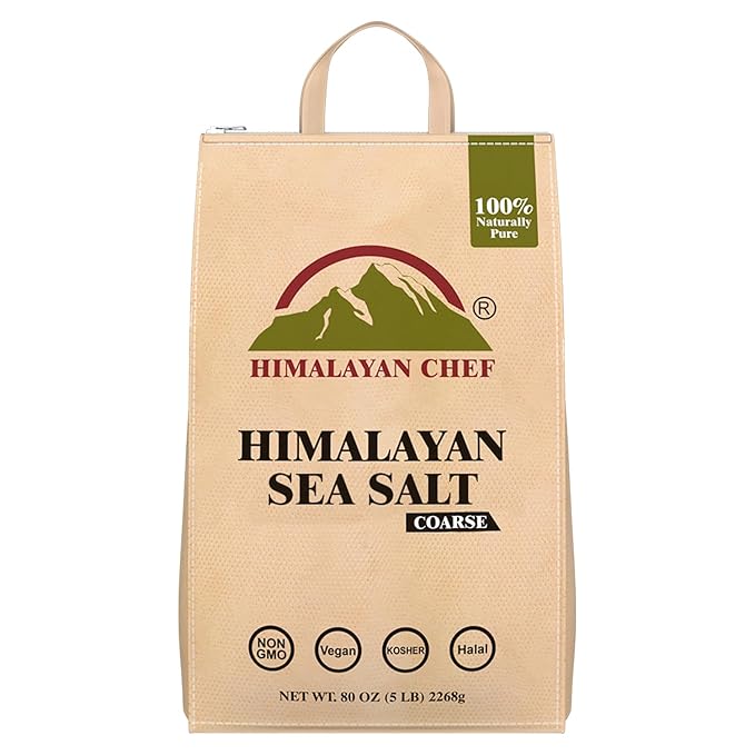 Himalayan Chef Sea Salt Coarse Grain, 5 lb Bag - Pure, Natural, Kosher, Non-GMO, Mineral-Rich, for Cooking, Seasoning, Baking, Grinder Refills