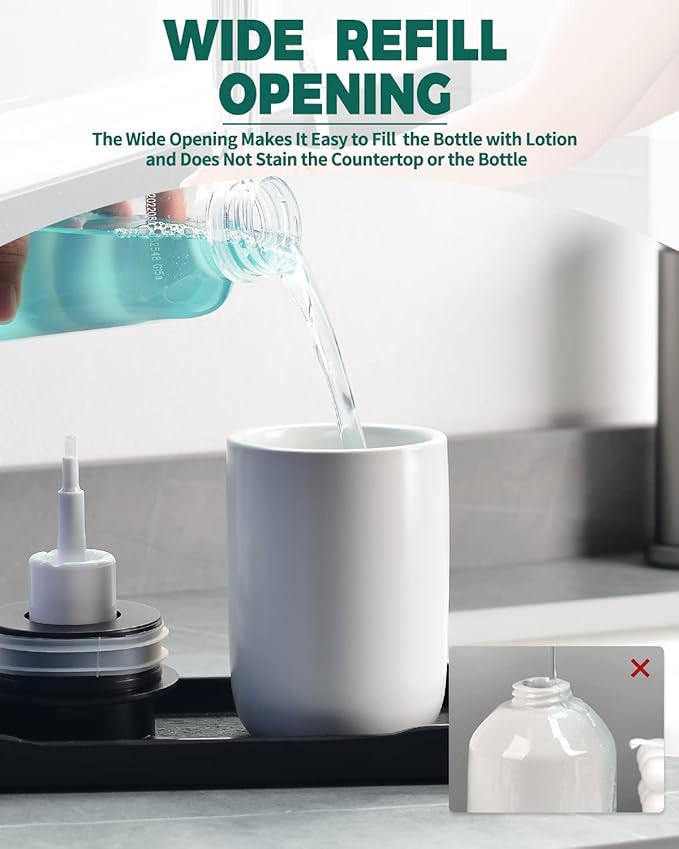 BosilunLife Foaming Soap Dispenser - Ceramic White Soap Dispenser Bathroom Small Foam Hand Dispenser Refillable Kitchen Dish Soap Bottle Hand Wash Dispenser