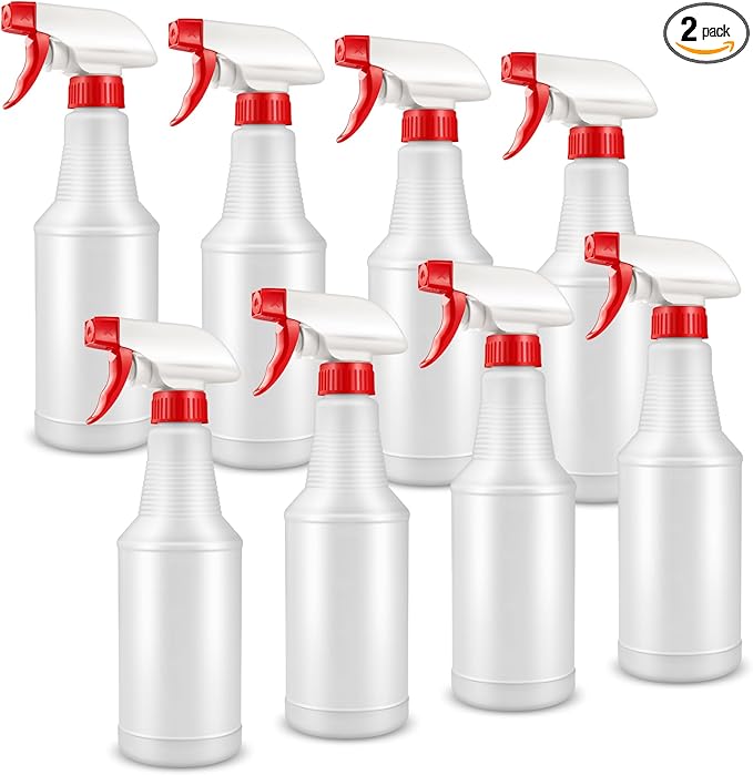 DIYSELF 16oz Spray Bottle 8 Pack, Heavy Duty Plastic Spray Bottles for Plants, Refillable Spray Bottles for Cats and Cleaning Solutions, Chemical Resistant Spray Bottle with Trigger Sprayers