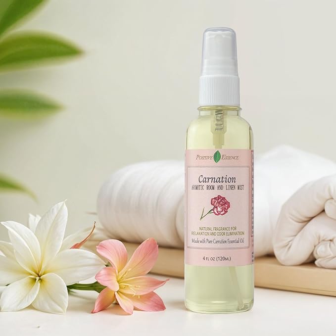 Carnation Linen & Room Spray, Natural Aromatic Bathroom Spray Made with Pure Essential Oils, Refreshing Home Fragrance