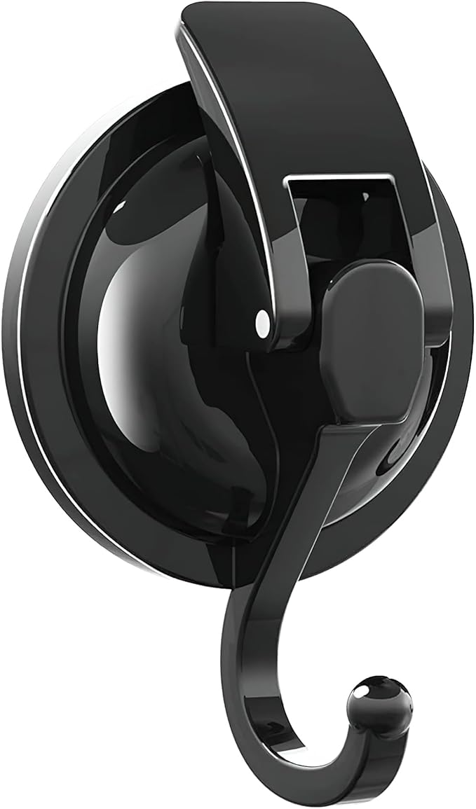 Heavy Duty Vacuum Suction Cup Hooks, Matte Black Plated Polished Super Suction for Kitchen Bathroom, 1 Pack