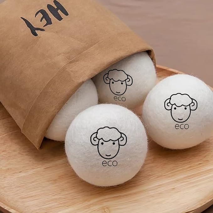 6-Pack Wool Dryer Balls Reusable Laundry Balls for Dryer Natural Fabric Softeners and Wrinkle Release, Organic and Eco Wool Dryer Ball for Pet Hair Removal, Dryer Sheets, Drying Ball