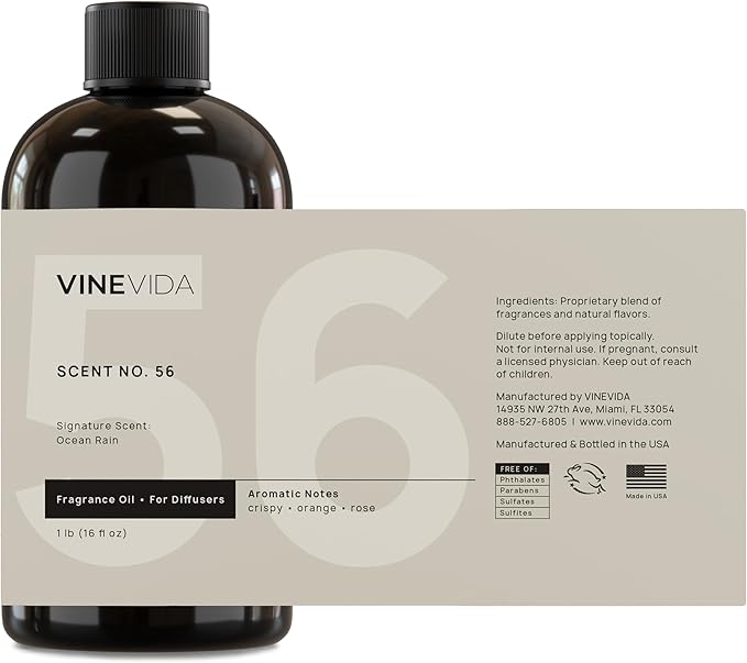 VINEVIDA [16 Fl Oz] Ocean Rain Fragrance Oil for Cold Air Diffusers, Essential Oils for Diffuser Oil Refill & Air Freshener Room Spray