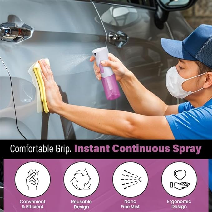 VIGOR PATH Continuous Spray Bottle for Hair – Fine Mist Mister for Hairstyling, Cleaning, Plants, Pets, Barbers, Salons, and Essential Oil Applications (150ml/5 oz) Pink 2 Pack