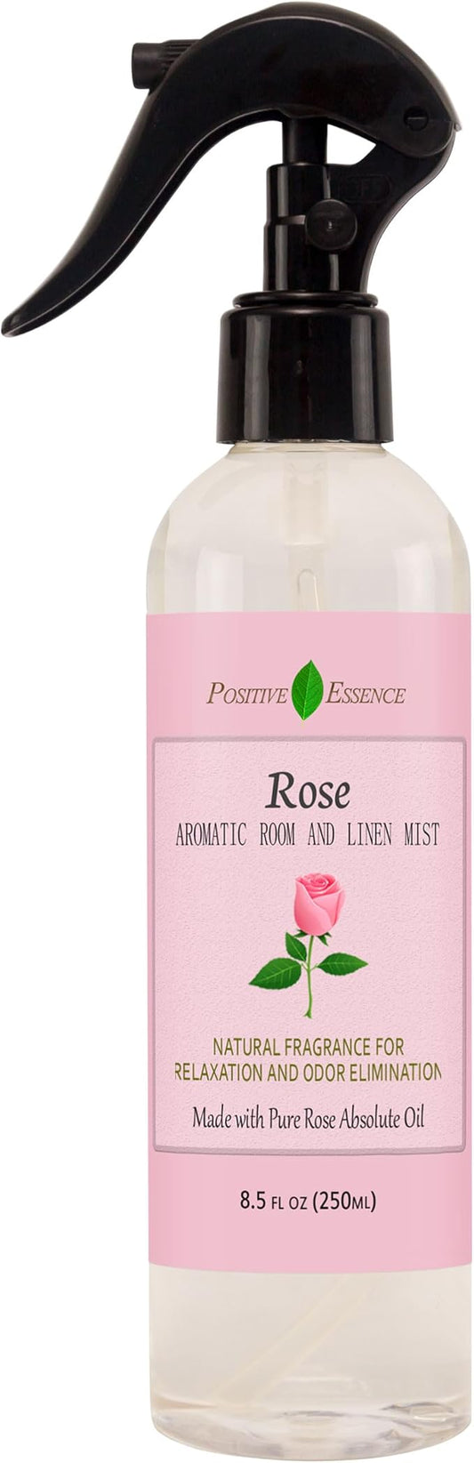 Rose Linen and Room Spray – Natural Pillow Mist with Pure Essential Oil, Calming Floral Home Fragrance, Rose Water Spray, Bathroom Freshener, Fabric and Air Spray – 8.5 fl oz