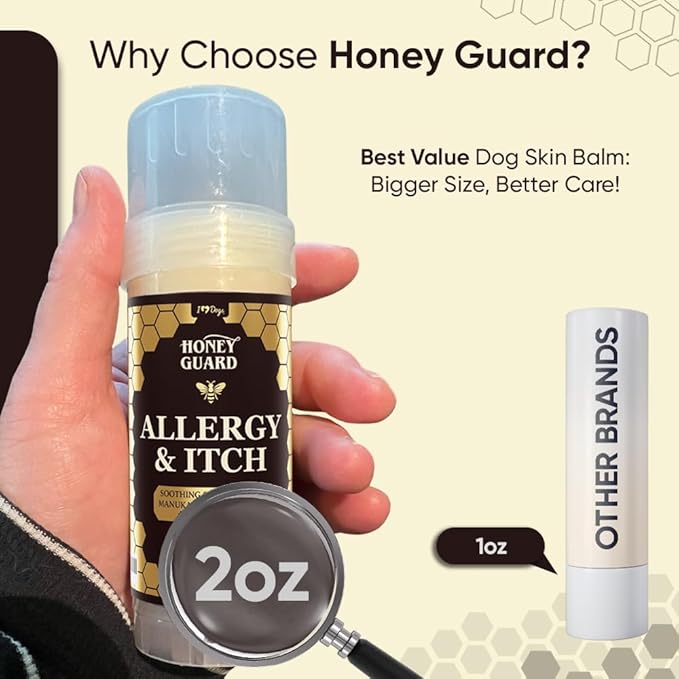 iHeartDogs Honey Guard Allergy & Itch Relief Dog Healing Balm for Paw, Nose & Skin - Hot Spot & Dry Skin Soother with Manuka Honey, Tallow, Shea Butter & Mango Seed Oil - 2oz