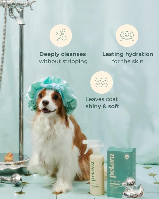 [petora] FURFECTION Rice Water Foaming Spray Shampoo for Dogs | Free of Harsh Ingredients, Fragrance | Hydrating, Deep Cleansing and Adding Shine | Plant-Based, pH-Balanced Formula (13.5 Fl Oz)