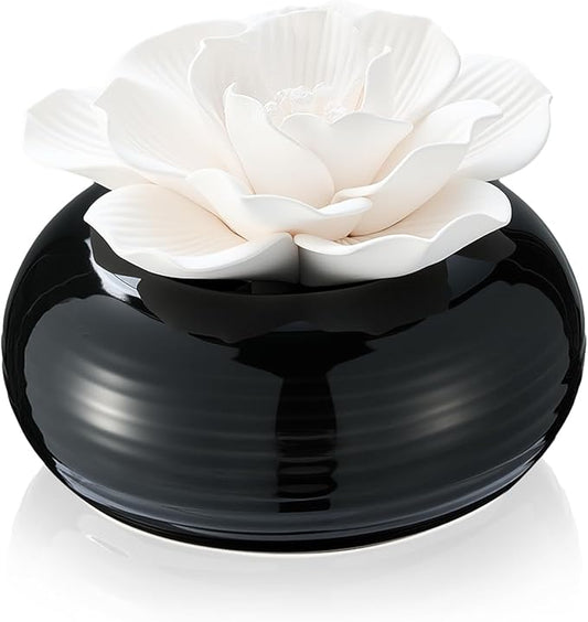 Honeydak 1 Pcs Flower Passive Essential Oil Diffuser Stone White Ceramic Porcelain Floral Diffuser with Container Non Electric Handmade Decorative Tabletops Home Decoration Christmas (Hibiscus)