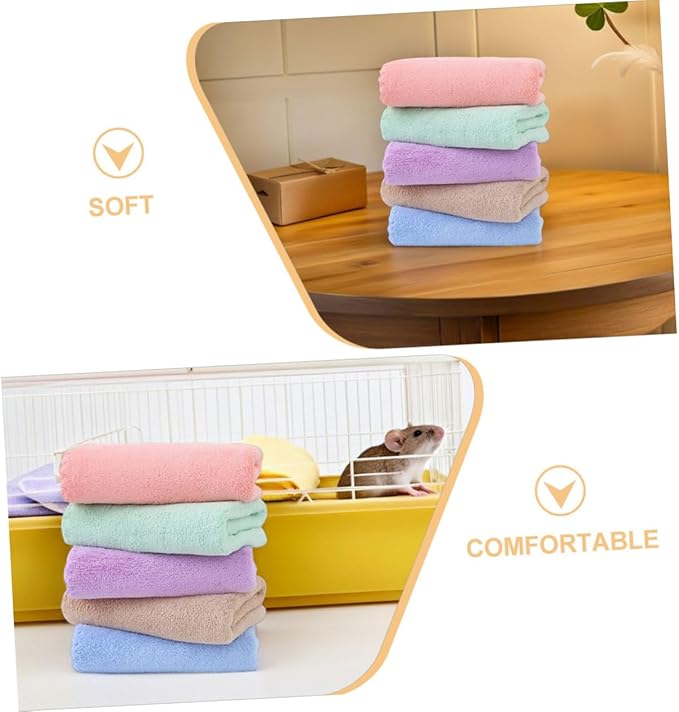 10pcs Guinea Pig Soft Bedding Fleece Cage Liners Washable Absorbent Pet Bath Towels for Small Animals Hamsters Rabbits Rodents Cozy Cage Pads