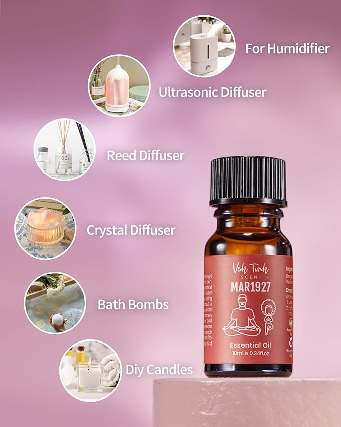 Hotel Scent Essential Oils Set, VEDA TINDA SCENT Luxury Hotel Diffuser Oil, Aromatherapy Gift Hotel Inspired Fragrance Oil Blends (6 x 10 ML) for Waterless Diffusers, Soap & Candle Making Scents