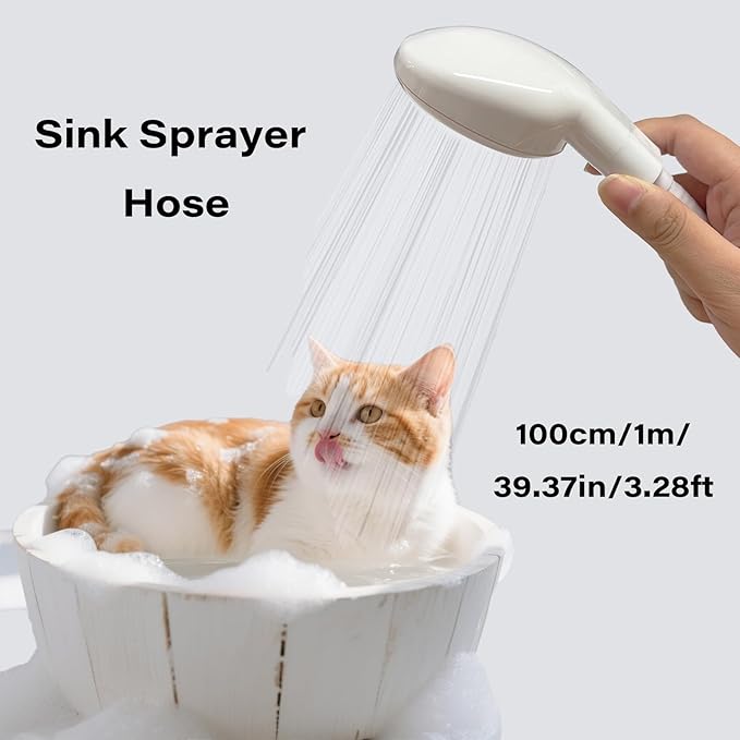 3.28FT/1M Sink Spray Hose,Faucet Sprayer Hose,Sink Hose Attachment for Portable Hand Held Shower Head Sprayer,Shampoo Sprayer Hose for Bathing Baby,Pets,Washing Hair,Rinsing Vegetables