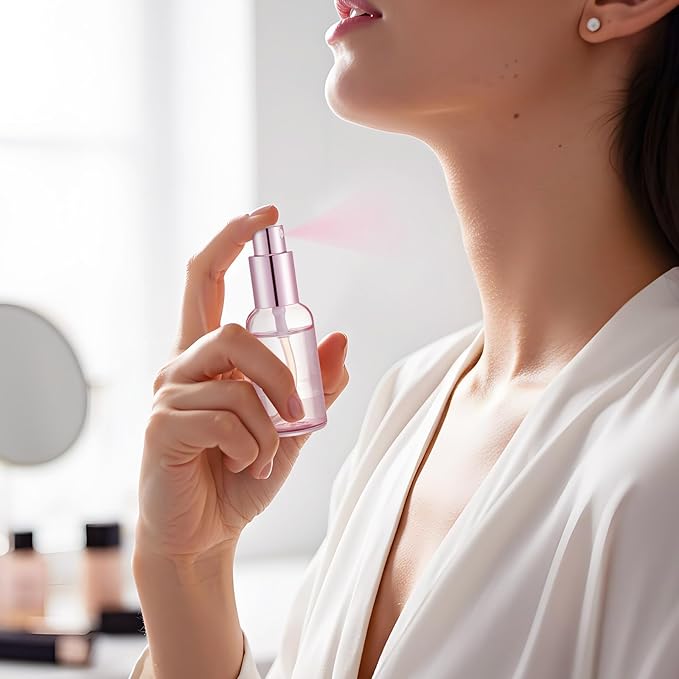 Roshtia 30 Pcs 1 Oz/ 30 ml Pink Glass Spray Bottle Refillable Perfume Atomizer Clear Decorative Empty Bottles with Fine Mist Sprayer Pump for Face Body Travel