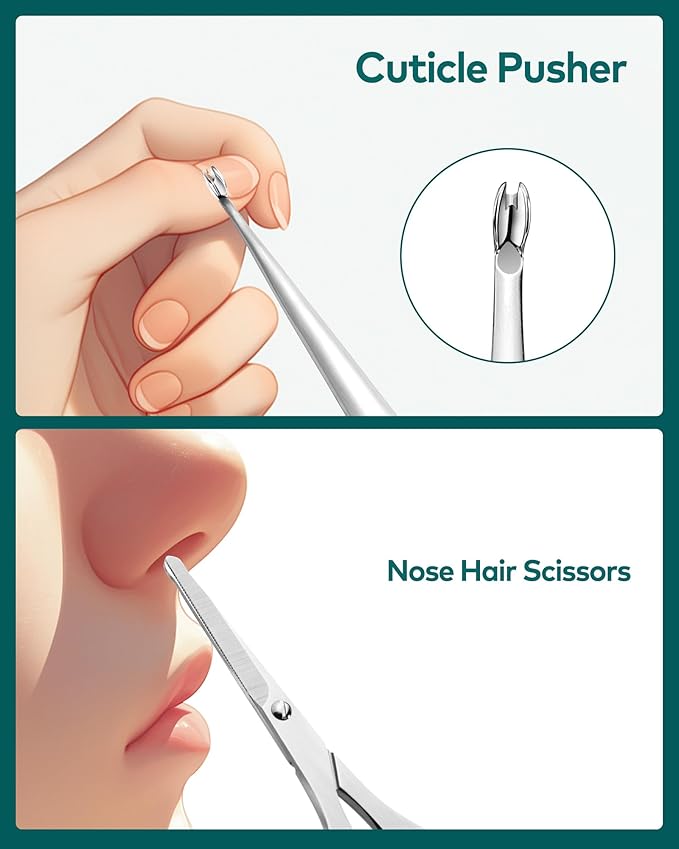 Manicure Set 8 in 1,Professional Pedicure kit,Stainless Steel Manicure Kit,Portable Travel Grooming Kit Nail Care Tools,Nail Clippers Pedicure Tools with Leather Travel Case(Dark Brown)