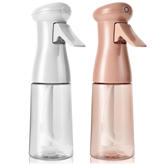 airbee Spray Bottle For Hair, Continuous Mister Sprayer, Ultra Fine Mist Empty Spraying Water Bottles for Hairstyling, Barbers, Salons, Essential Oil Scents, Cleaning, Plants (2 Pack, 6.8 OZ)