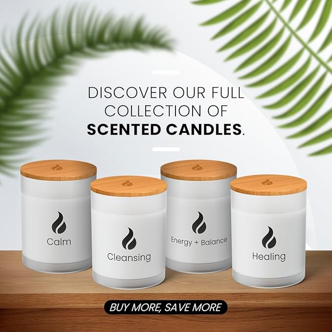 Natur IX Cleansing Scented Candles for Home | Sage & Palo Santo | Natural Non Toxic Soy Candles with Essential Oils | 50 H Long Burning | (Energy + Balance | Bergamot & Sage)