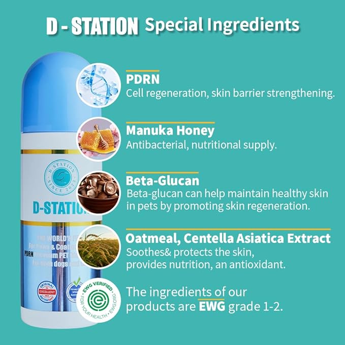 D-STATION PDRN Pet Skin Essence – Premium Abdomen & Bottom Paw Balm, Hydrates, Protects & Soothes Dry, Cracked Paws, Rough Skin & Calluses for Dogs & Cats, Gentle & Non-Irritating (2.87 oz)