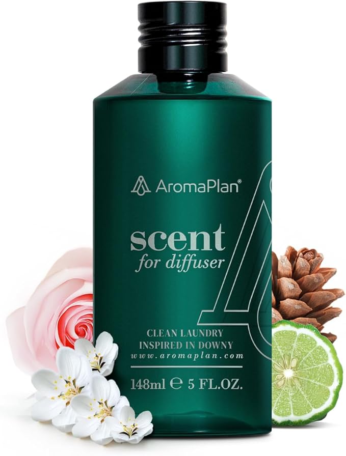 AromaPlan Scents, Clean Smelling Essential Oils, Clean Laundry Inspired by D. (5 Fl Oz /148ml)-Fresh Scent Essential Oil for Diffuser, USA Fragrance, Bigger Bottle, Bolder Aroma & Longer Lasting