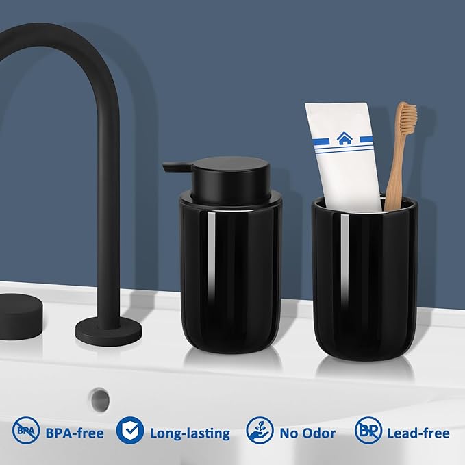 Soap Foaming Dispenser Ceramic with Easy-to-Press Pump Hand Foam Dispenser for Shampoo Bathroom Countertop 13.5 oz