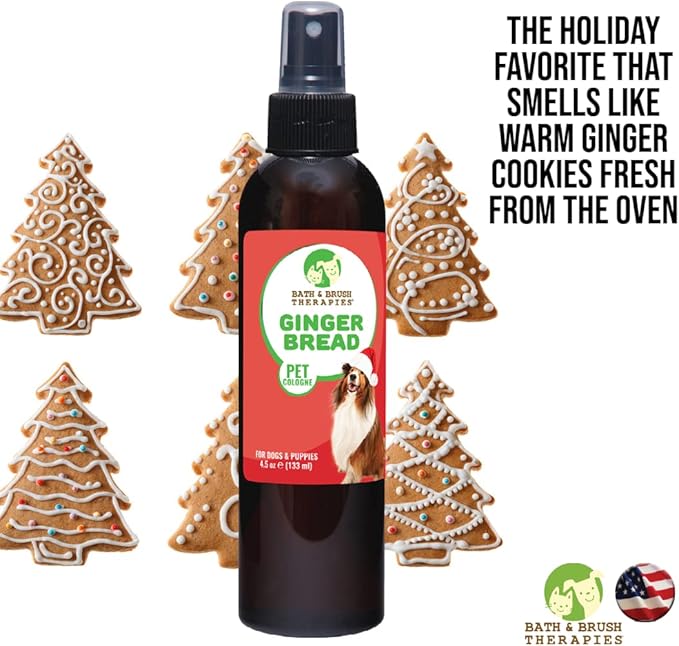 Showseason Animal Products Bath & Brush Therapies Gingerbread Dog Cologne 4.5 oz | Dog Perfume Long Lasting | Deodorizing Spray