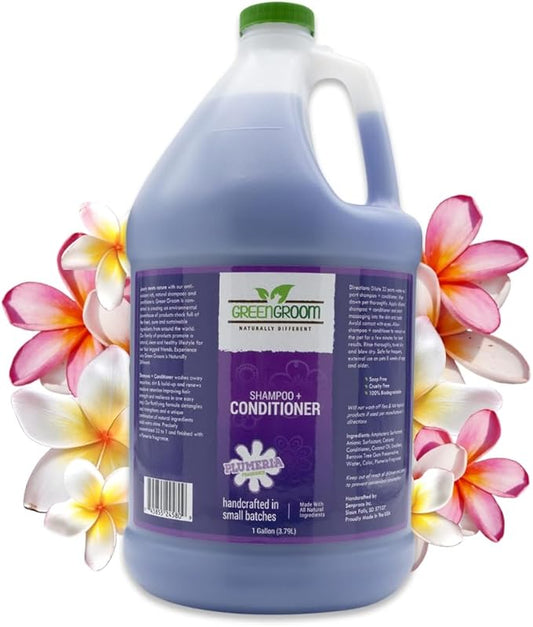 Green Groom Dog Shampoo Plus Conditioner, 1 Gallon | All Natural Ingredients, Detangles and Strengthens, Renews Moisture, 2 in 1, Detangler, Dematting