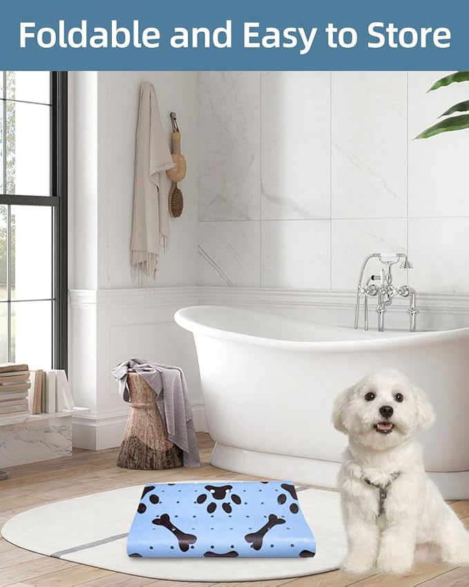 Dog Bath Mat for Tub Non-Slip Pet Bathtub Mat Fast Dry Dog Shower Attachment Mat Senior Friendly Dog Bath Supplies (Blue