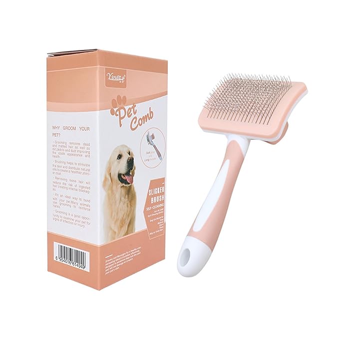 Slicker Brush for Dogs & Pet Comb, Flea Comb for Cats Dogs Brush, Dog Grooming Kit - Deshedding Brush, Pet Hair Removal Comb, Professional Dog Grooming Brush, to Effectively Remove Tangles (Orange)