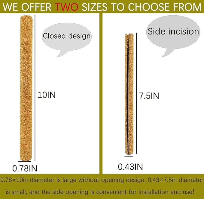 20Pcs Sand Perch Covers for Bird - Bird Perchs Covers 7.5" Long x 3/8" Diameter Bird perches for Parakeets, Lovebirds, Parrotlets, Canaries and Other Small Birds (Yellow, 20pcs 7.5" x 0.43")