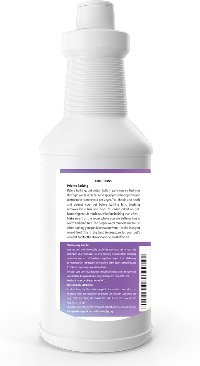 GreenFist Pet Shampoo for Dogs & Cats Care Intense Cleaning Power Sooth Skin Made in USA (Lavender 1 Quart)