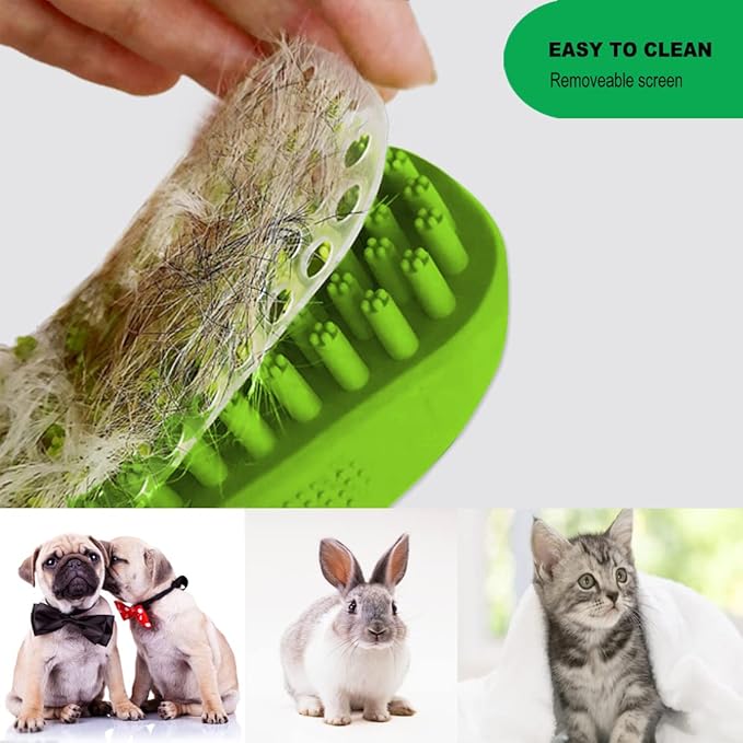 Rubber Curry Brush Dog with Removable Screen, Cat Grooming Massage Bath Brush, Soft Shampoo Scrubber Washing Scrub Comb with Silicone Bristles for Short & Long Hair Pets