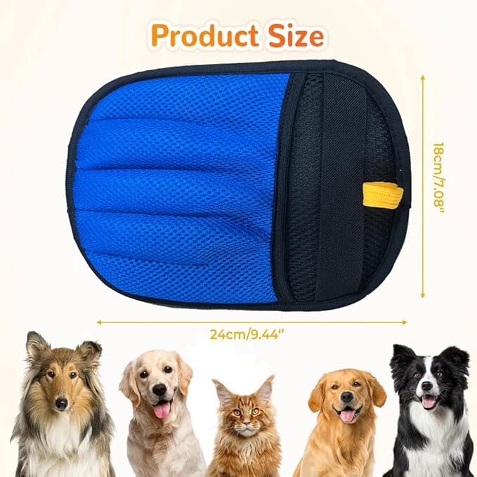 2Pcs Static Pet Hair Removal Glove,Reusable Electrostatic Pet Cat Dog Hair Remover Grooming Gloves Brush Tool for Couch, Furniture, Carpet, Car Seat,Dog Combs for Grooming Matting,Blue and Orange