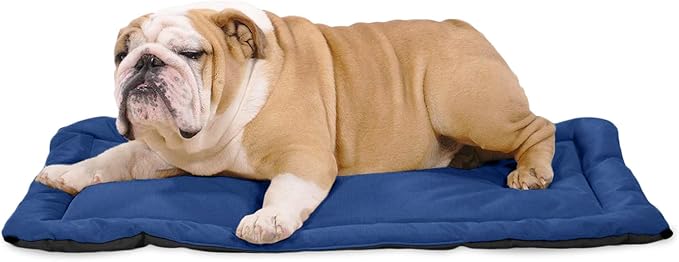 K9 Ballistics Tough Ripstop Dog Crate Pad - Durable, Machine Washable Kennel & Travel Mat for Puppies and Medium Dogs, 35 x 22 fits 36” Wire Crate, Blue Quartz