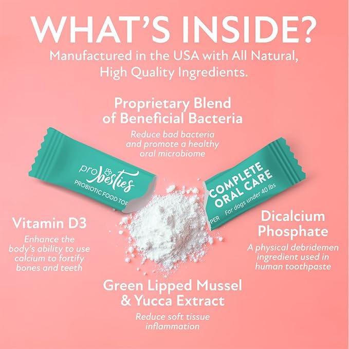 ProBesties Complete Oral Care for Small Dogs, Probiotic Food Topper for Dental Care, Bad Breath Treatment for Dogs, Dog Breath Freshener & Perio Support, Dog Bad Breath Eliminator