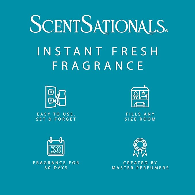 Scentsationals Fragrance Oil Plug In Air Freshener Refills 3-Pack - Midnight Rain - Works with Scentsationals Wall Plugs, Long-Lasting Home Fragrance, 0.8 fl oz Each, Packaging May Vary