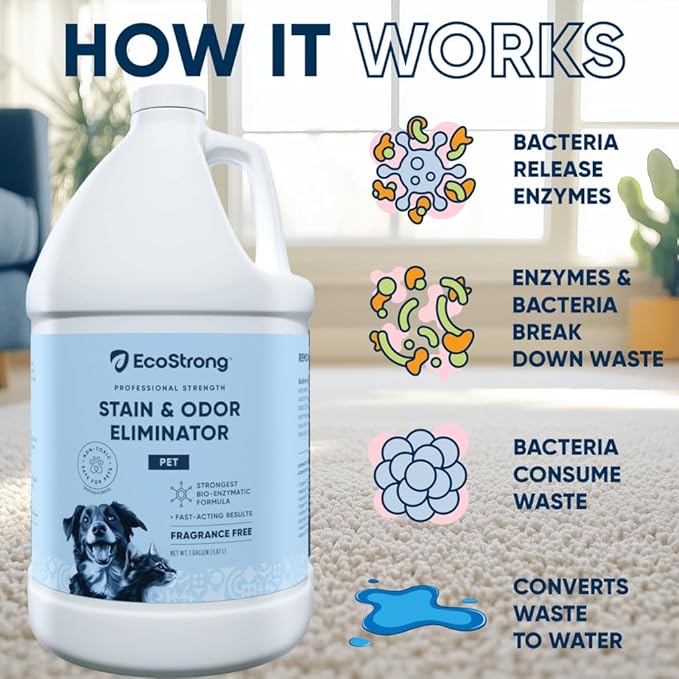 Eco Strong Pet Stain and Odor Remover - Cat Urine Enzyme Cleaner, Urine Destroyer for Dogs, Pet Urine Enzyme Cleaner [All New Fragrance Free] - 160oz Bundle