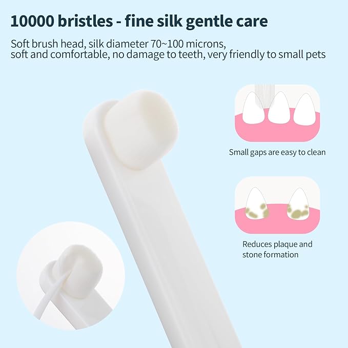 Newday Small Dog & Cat Toothbrush 5 Set, Micro Nano Bristles to Clean pet Teeth Toothbrushes, Puppy Dogs Pet Tooth Cleaning Kit with Storage Box（White
