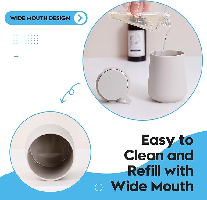 Matte Beige Foaming Hand Soap Dispenser Plastic 11 oz - Modern Minimalist Style for Bathroom & Kitchen Countertop Refillable