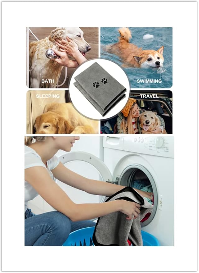 3Pieces Microfiber Pet Bath Towel Dog Towel.Dog Towel Soft Absorbent Drying for Small Medium Large Dogs and Cats with Great for Bathing and Grooming (35 x 20 Inch 3 Colors)