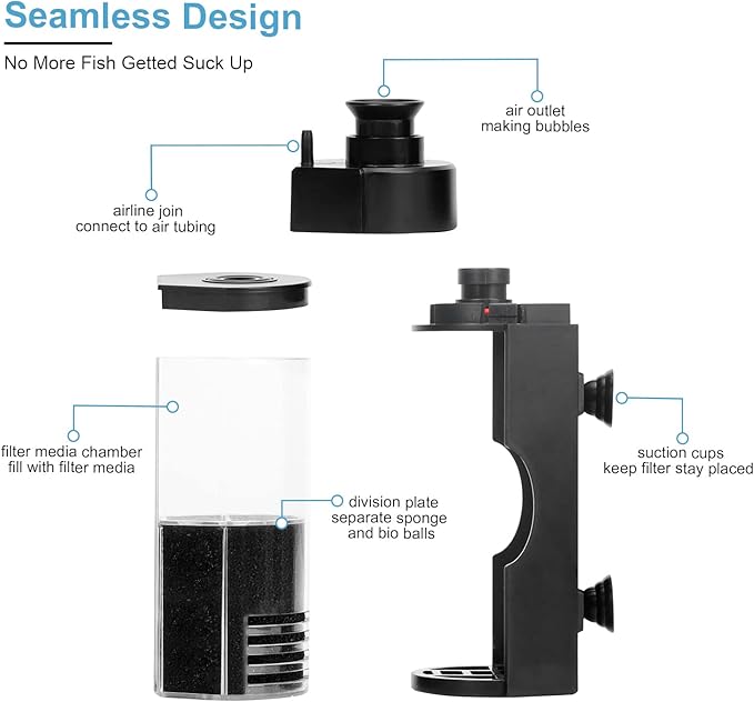 hygger Small Aquarium Bio Sponge Filter Mini Fish Tank Filter for Breeding Fry Betta Shrimp Tank 2-5 Gallon (Small)
