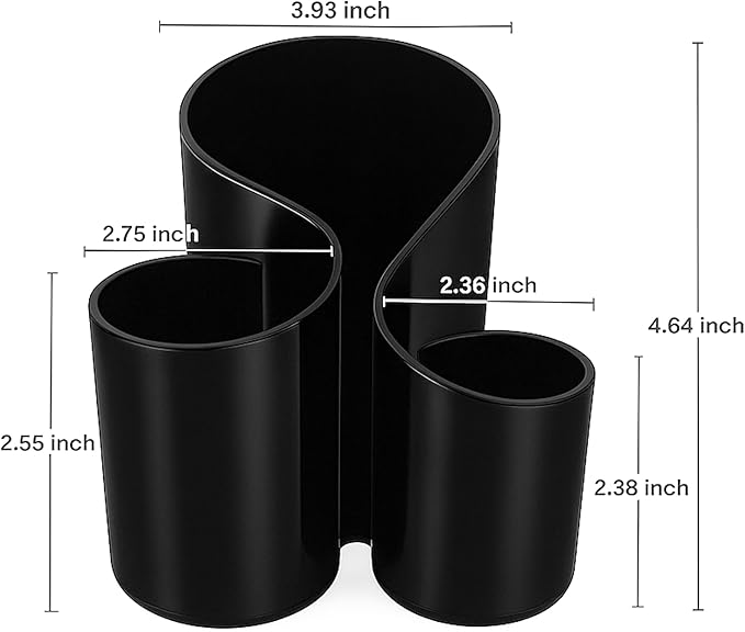 Black Makeup Brush Holder | New Elegant Design Acrylic Makeup Organizers | 3 Compartment Organizer Make Up Brush Holder Organizer & Cosmetic Storage for Lipstick, Eyeshadow Brush makeup pallette