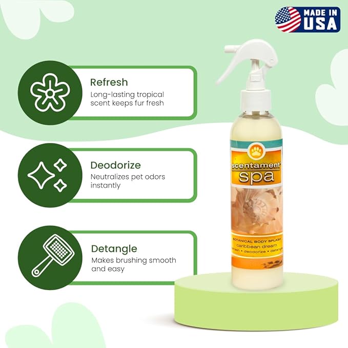Best Shot Scentament Spa Botanical Body Splash, Pet Spray for Dogs & Cats, Conditioning Body Spray with Apricot Lily Scent, Gentle Grooming Finishing Mist, 8 fl oz