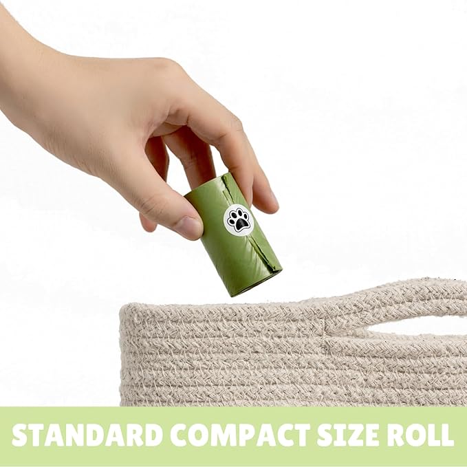 100% Certified Compostable Dog Waste Bags, 300 Count, ASTM D6400 Standard, OK Compost, 9 IN x 13IN, Unscented (20 Rolls, 15 Bags)