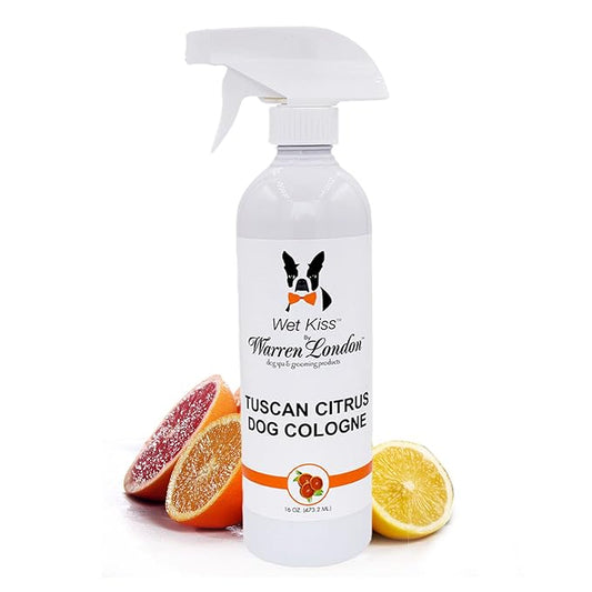 Warren London Wet Kiss Dog Cologne Spray – Tuscan Citrus | Long-Lasting Odor Eliminator & Coat Freshener for Dogs & Cats | 16 oz