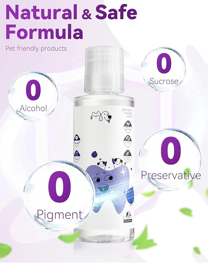 Dental Water Additive, Specialized Dental Care Formula，Natural Flavorless Teeth Cleaning Mouthwash, Freshens Dog Breath & Promotes Healthy Gums, Easy Daily Use for All Pet (200ML)