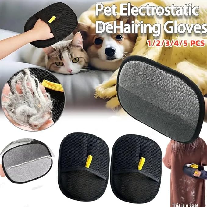 Pet Hair Remover Gloves for Dogs & Cats | Reusable Electrostatic Grooming Glove for Removing Pet Hair | Comfortable, Double-Sided, and Durable for Furniture, Clothes, Carpets & Cars