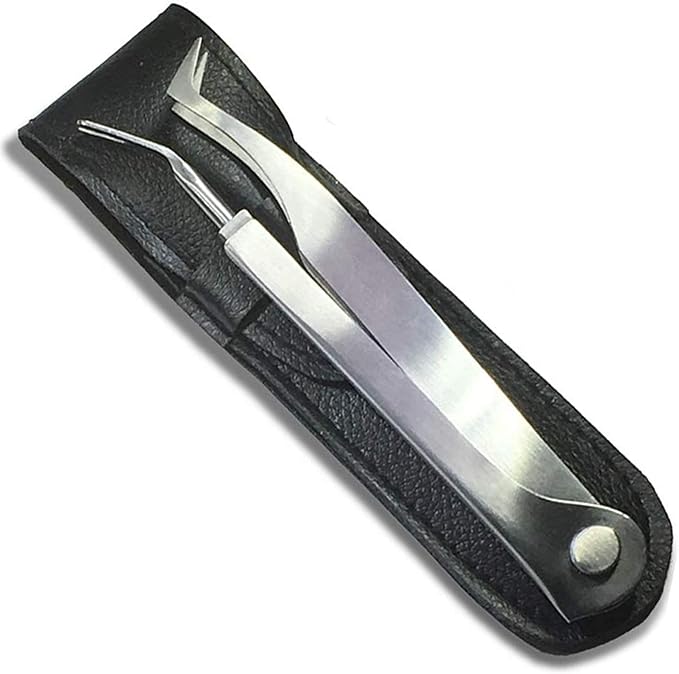 eTradewinds Tick Remover Tool Kit Tweezers & Tick Identifier Card - Hygienic All Stainless Steel Tick Removal Instrument Ideal for Human, Dog, Cat & General Pet Tick Puller w/Leather Case