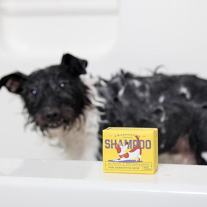 JR Liggett’s Natural Dog Shampoo Bar for Sensitive Skin - 100% Detergent Free, Non-GMO & Biodegradable - Tear-Free, Hypoallergenic Formula Soothes Dry Itchy Skin - Safe for Puppies - 3.5 oz Bar