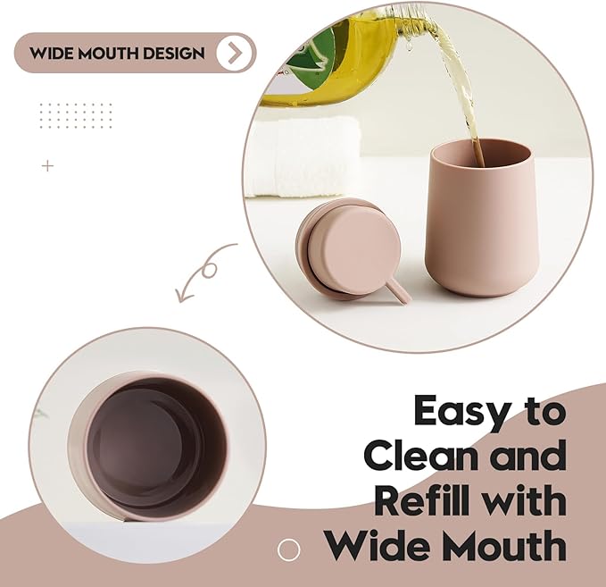 Matte Pink Foaming Hand Soap Dispenser Plastic 11 oz - Modern Minimalist Style for Bathroom & Kitchen Countertop Refillable